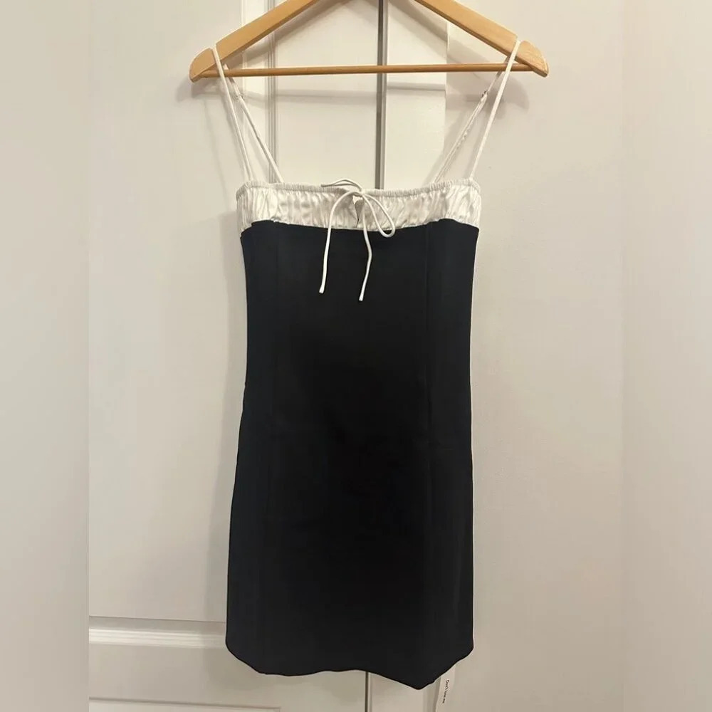 NEW Reformation Sadie Knit Mini Body-con Dress White Black  Contrast | size S - Picture 7 of 10